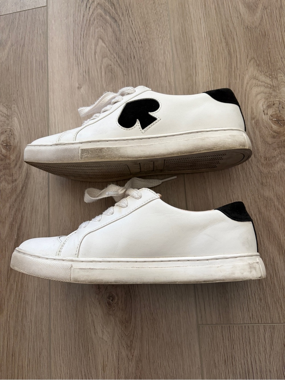 Kate Spade Women's White Leather Sneakers with Black Spade